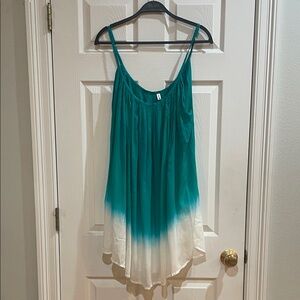 Bon voyage swimsuit cover-up spaghetti straps dress tunic Top womens green white